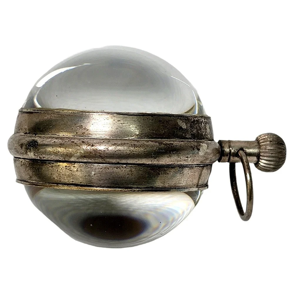 781 Soldiers Watch Silver Floral Pocket Ball Globe Desk Quartz Timepiece Swiss
